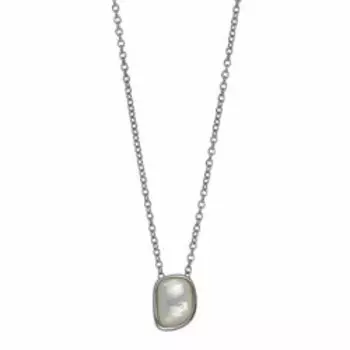 Серебряное колье с перламутром плетение "Якорное"