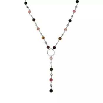 Серебряное колье с разноцветным турмалином