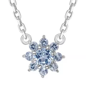 Серебряное колье с топазами плетение "Якорное" "Цветок"