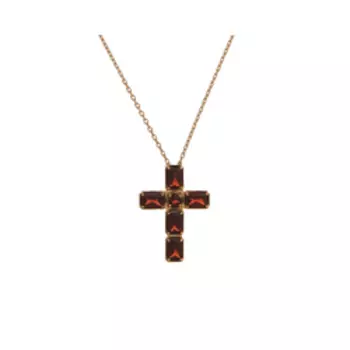 Серебряное колье с удлинением и гранатами плетение "Якорное"