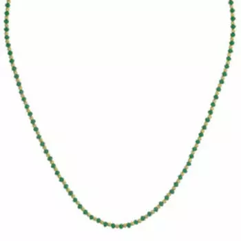 Серебряное колье с зеленым стеклом