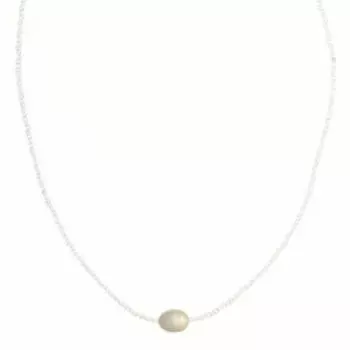 Серебряное колье с жемчугом и фианитом