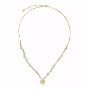 Серебряное колье с жемчугом и удлинением плетение "Якорное"