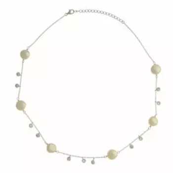 Серебряное колье с жемчугом плетение "Якорное"