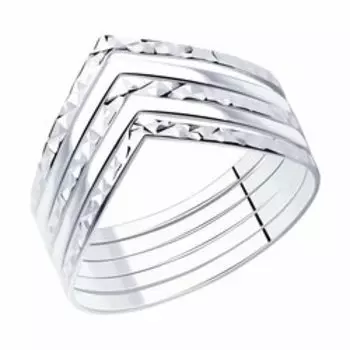 Серебряное наборное кольцо с алмазной гранью