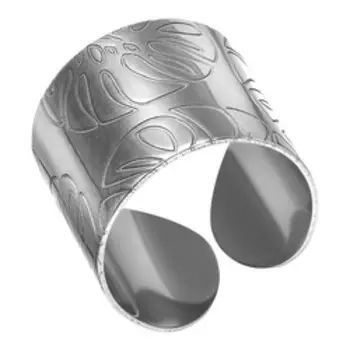 Серебряное незамкнутое кольцо "Листочки"