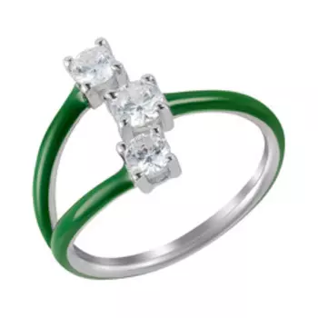 Серебряное незамкнутое кольцо с эмалью