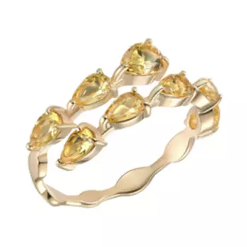 Серебряное незамкнутое кольцо с цитринами