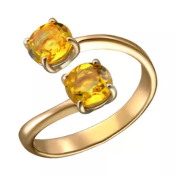 Серебряное незамкнутое кольцо с цитринами