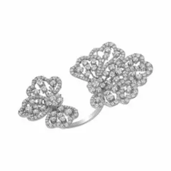 Серебряное незамкнутое кольцо с фианитами