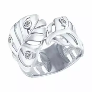 Серебряное незамкнутое кольцо с фианитами