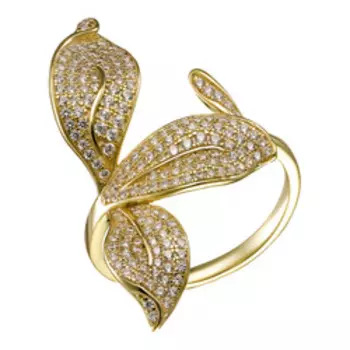 Серебряное незамкнутое кольцо с фианитами "Цветок"