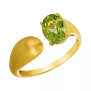 Серебряное незамкнутое кольцо с хризолитом