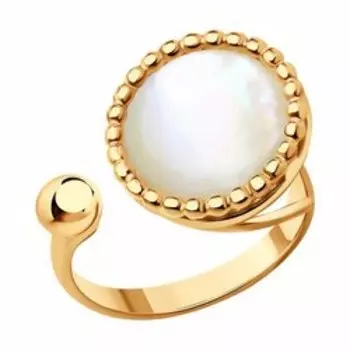 Серебряное незамкнутое кольцо с перламутром