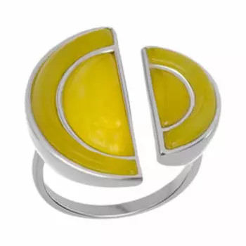 Серебряное незамкнутое кольцо с желтыми жадеитами