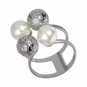 Серебряное незамкнутое кольцо с жемчугом Swarovski