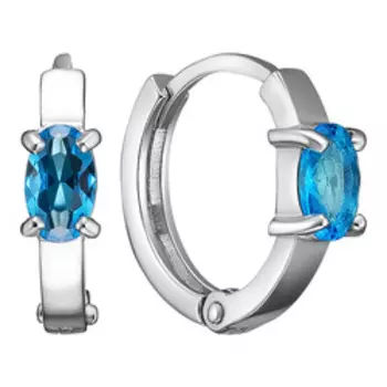 Серебряные-конго серьги с голубыми фианитами