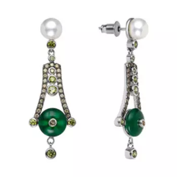 Серебряные серьги агатами, жемчугом и кубическим цирконием