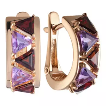 Серебряные серьги c аметистами и гранатами