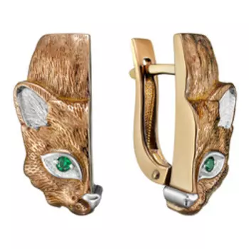 Серебряные серьги c фианитами "Лиса"