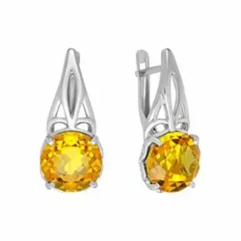 Серебряные серьги цитринами