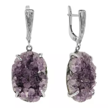 Серебряные серьги друзой аметиста