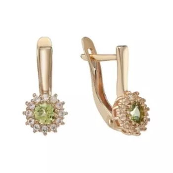 Серебряные серьги хризолитом и белыми топазами