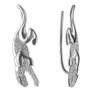 Серебряные серьги-каффы "Пантеры"