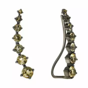 Серебряные серьги-каффы с цитринами