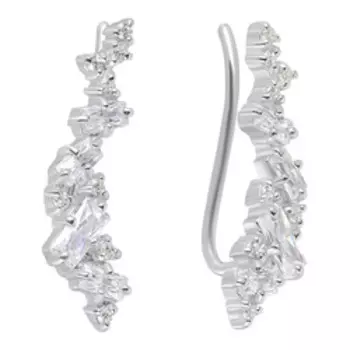 Серебряные серьги-каффы с фианитами