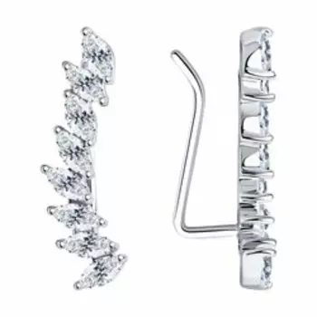 Серебряные серьги-каффы с фианитами