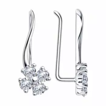 Серебряные серьги-каффы с фианитами