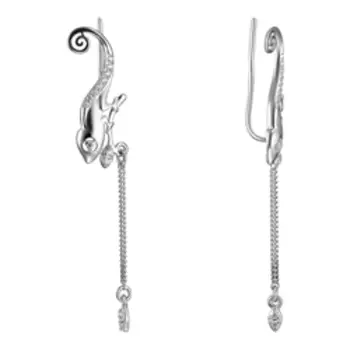 Серебряные серьги-каффы с фианитами