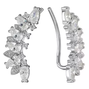 Серебряные серьги-каффы с фианитами