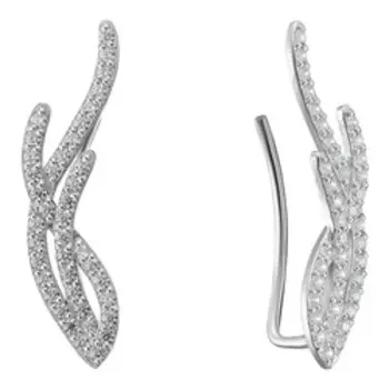 Серебряные серьги-каффы с фианитами