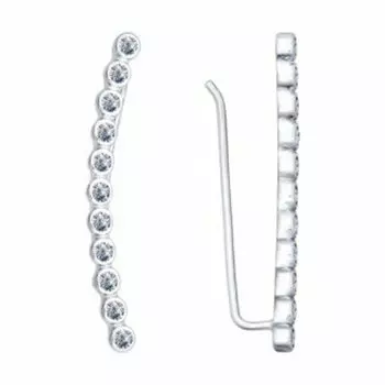 Серебряные серьги-каффы с фианитами