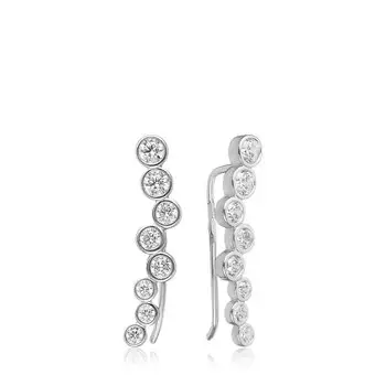 Серебряные серьги-каффы с фианитами