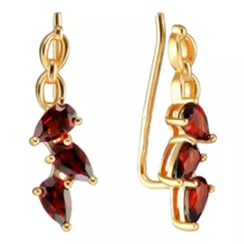 Серебряные серьги-каффы с гранатами