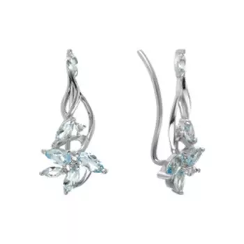 Серебряные серьги-каффы с топазами