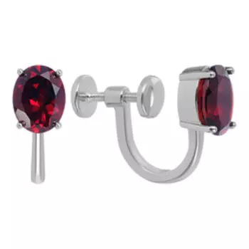 Серебряные серьги-клипсы с гранатами Мозамбик