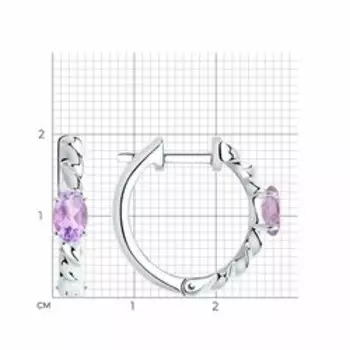 Серебряные серьги-кольца с аметистами