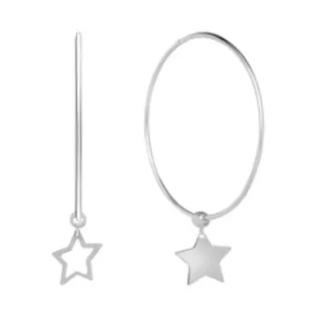 Серебряные серьги-кольца "Звезды"