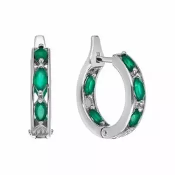 Серебряные серьги-конго с агатами