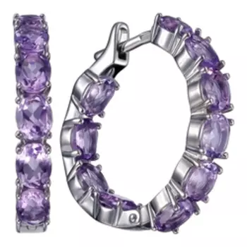 Серебряные серьги-конго с аметистами