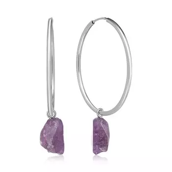 Серебряные серьги-конго с аметистами