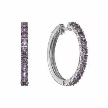 Серебряные серьги-конго с аметистами