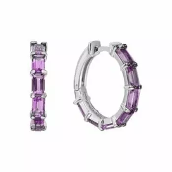 Серебряные серьги-конго с аметистами