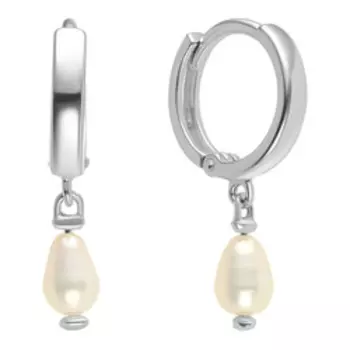 Серебряные серьги-конго с барочным жемчугом