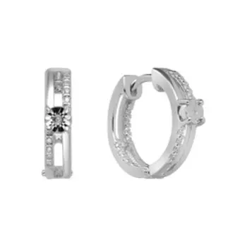 Серебряные серьги-конго с бриллиантами и фианитами