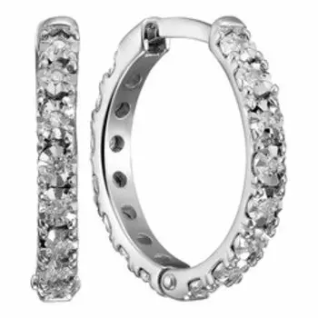 Серебряные серьги-конго с бриллиантами и фианитами